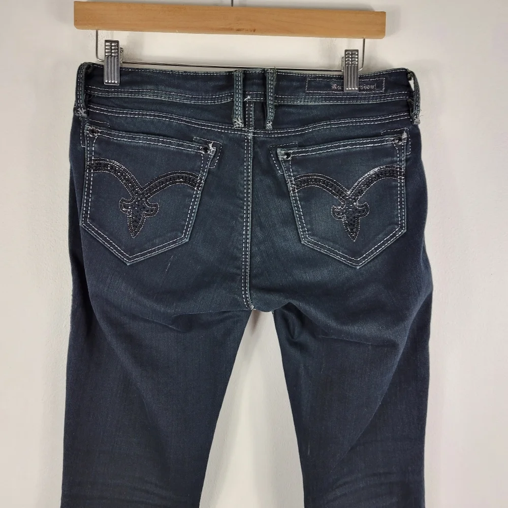 Rock Revival Lexi Super Skinny Low Mid Rise Rhinestone Sequin Bling Jeans Long - Picture 8 of 11